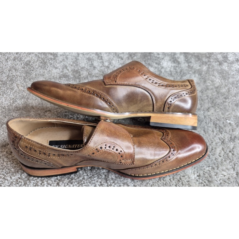 UV Signature‎ Single Monk Strap Wing Tip Brown Shoe Brown Men's Size 9 - Picture 6 of 11